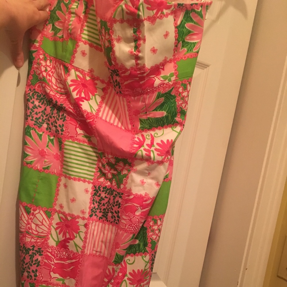 Strapless Lilly Pulitzer Pink and Green Dress